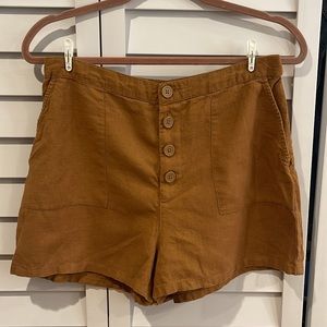Abound high waisted brown linen shorts